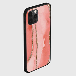 Чехол для iPhone 12 Pro Розовое золото акварель, цвет: 3D-черный — фото 2