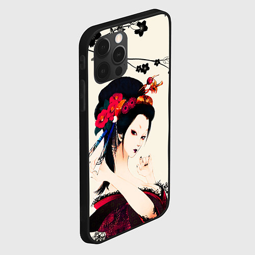 Чехол iPhone 12 Pro Японская девушка / 3D-Черный – фото 2