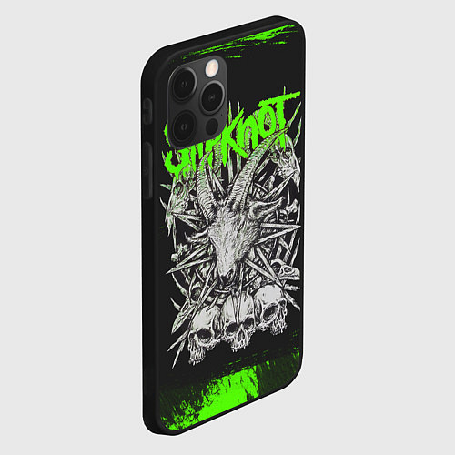 Чехол iPhone 12 Pro Slipknot green logo / 3D-Черный – фото 2
