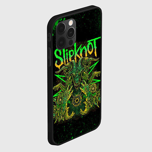 Чехол iPhone 12 Pro Slipknot green satan / 3D-Черный – фото 2