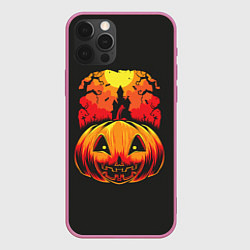 Чехол для iPhone 12 Pro Тыква на Хэллоуин, цвет: 3D-малиновый