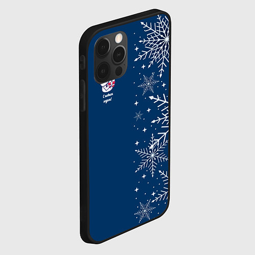 Чехол iPhone 12 Pro Новогодние снеговики / 3D-Черный – фото 2