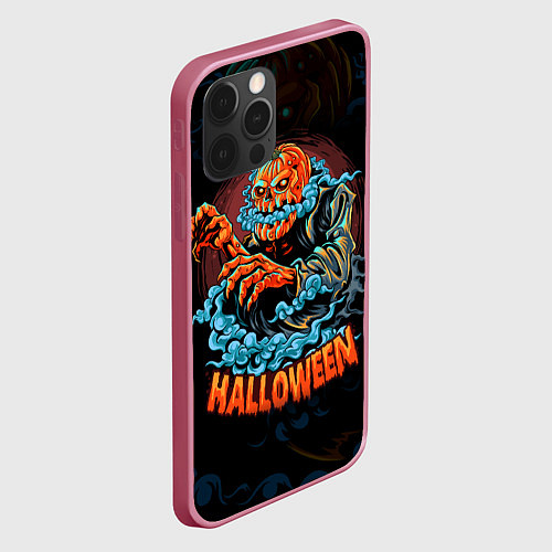 Чехол iPhone 12 Pro Жуткий Хэллоуин Halloween / 3D-Малиновый – фото 2