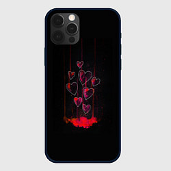Чехол для iPhone 12 Pro Сердца, истекающие кровью, цвет: 3D-черный