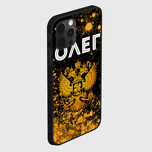Чехол iPhone 12 Pro Олег и зологой герб РФ / 3D-Черный – фото 2