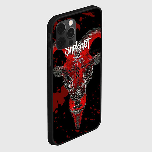 Чехол iPhone 12 Pro Slipknot - красный козел / 3D-Черный – фото 2