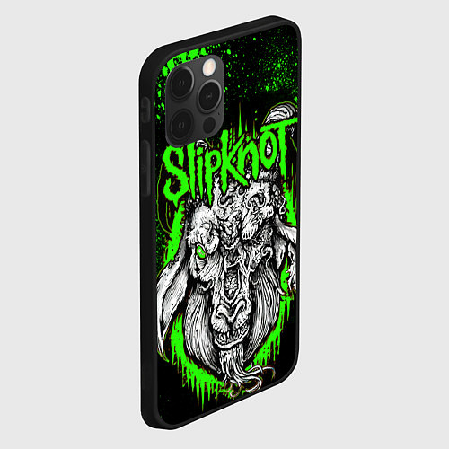 Чехол iPhone 12 Pro Slipknot зеленый козел / 3D-Черный – фото 2