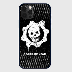 Чехол для iPhone 12 Pro Gears of War с потертостями на темном фоне, цвет: 3D-черный