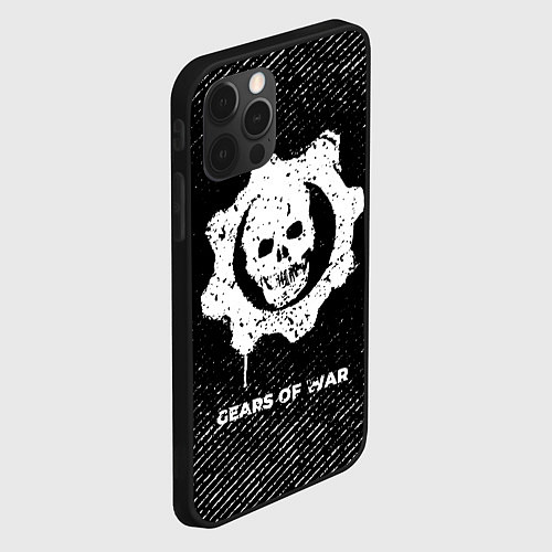 Чехол iPhone 12 Pro Gears of War с потертостями на темном фоне / 3D-Черный – фото 2