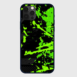 Чехол для iPhone 12 Pro Black & Green, цвет: 3D-черный