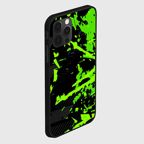 Чехол iPhone 12 Pro Black & Green / 3D-Черный – фото 2