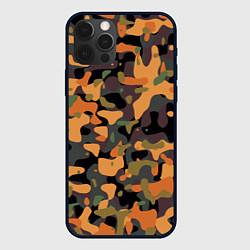 Чехол для iPhone 12 Pro Камуфляж осенний лес, цвет: 3D-черный