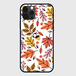 Чехол для iPhone 12 Pro Осенний паттерн - листья, цвет: 3D-черный