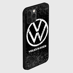 Чехол для iPhone 12 Pro Volkswagen с потертостями на темном фоне, цвет: 3D-черный — фото 2