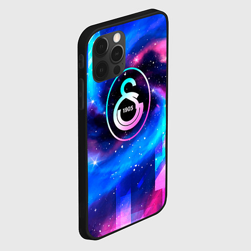 Чехол iPhone 12 Pro Galatasaray неоновый космос / 3D-Черный – фото 2