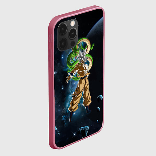 Чехол iPhone 12 Pro Dragon Ball - Space - Son Goku / 3D-Малиновый – фото 2