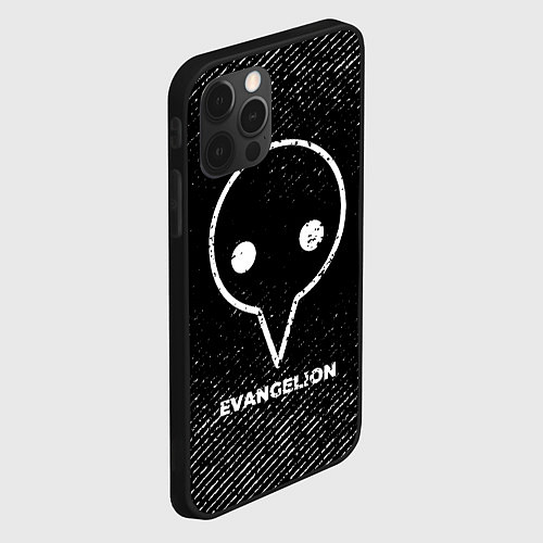 Чехол iPhone 12 Pro Evangelion с потертостями на темном фоне / 3D-Черный – фото 2