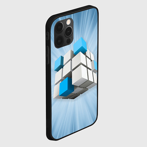 Чехол iPhone 12 Pro Трёхцветный кубик Рубика / 3D-Черный – фото 2