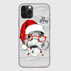 Чехол для iPhone 12 Pro Be merry, fish with red glasses, цвет: 3D-серый