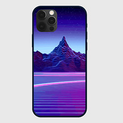 Чехол для iPhone 12 Pro Neon mountains - Vaporwave, цвет: 3D-черный