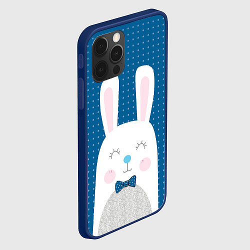 Чехол iPhone 12 Pro Мистер кролик / 3D-Тёмно-синий – фото 2