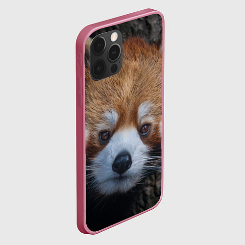 Чехол iPhone 12 Pro Крaсная панда / 3D-Малиновый – фото 2