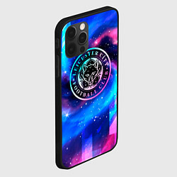 Чехол для iPhone 12 Pro Leicester City неоновый космос, цвет: 3D-черный — фото 2