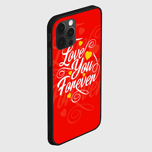 Чехол iPhone 12 Pro Love you forever - hearts, patterns / 3D-Черный – фото 2