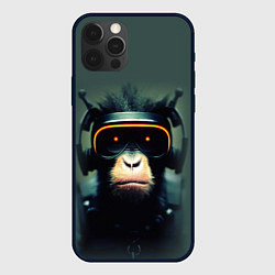 Чехол для iPhone 12 Pro Кибер-обезьяна, цвет: 3D-черный