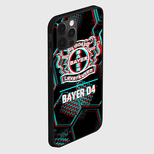 Чехол iPhone 12 Pro Bayer 04 FC в стиле glitch на темном фоне / 3D-Черный – фото 2