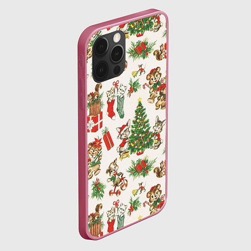 Чехол iPhone 12 Pro Christmas Рождество / 3D-Малиновый – фото 2