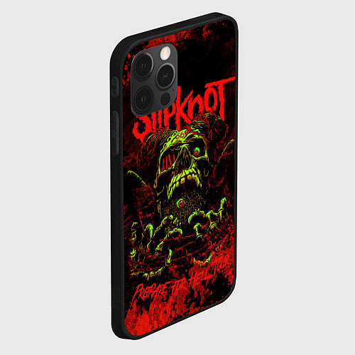 Чехол iPhone 12 Pro Slipknot череп / 3D-Черный – фото 2