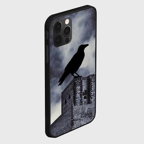 Чехол iPhone 12 Pro Halloween - силуэт ворона / 3D-Черный – фото 2