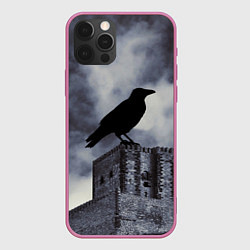 Чехол для iPhone 12 Pro Halloween - силуэт ворона, цвет: 3D-малиновый