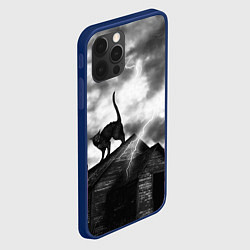 Чехол для iPhone 12 Pro Halloween - чёрный кот на ведьмином доме, цвет: 3D-тёмно-синий — фото 2