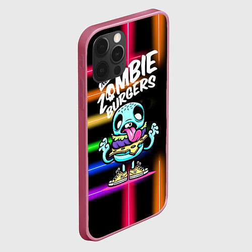 Чехол iPhone 12 Pro Zombie burgers - Pop Art / 3D-Малиновый – фото 2