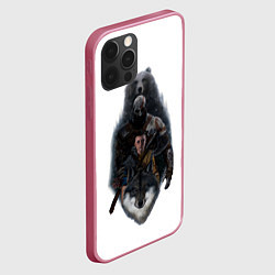 Чехол для iPhone 12 Pro Кратос медведь и Атрей волк GoW Ragnarok, цвет: 3D-малиновый — фото 2