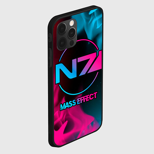 Чехол iPhone 12 Pro Mass Effect - neon gradient / 3D-Черный – фото 2