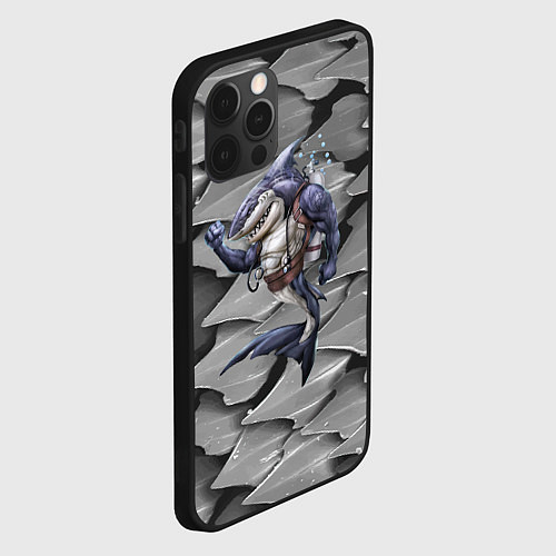Чехол iPhone 12 Pro Акула - опытный аквалангист / 3D-Черный – фото 2