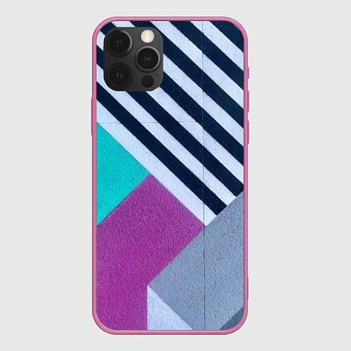 Чехол iPhone 12 Pro Разнообразные абстрактные паттерны / 3D-Малиновый – фото 1