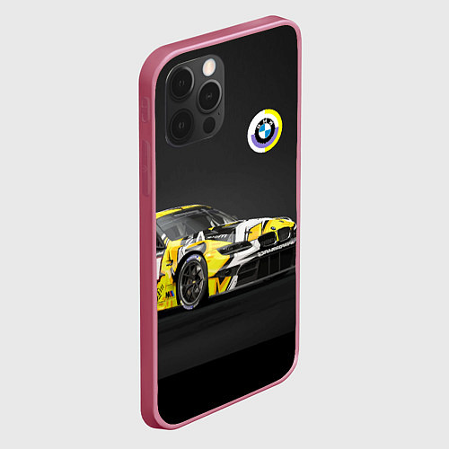 Чехол iPhone 12 Pro BMW Motorsport - Racing team / 3D-Малиновый – фото 2