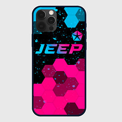 Чехол iPhone 12 Pro Jeep - neon gradient: символ сверху