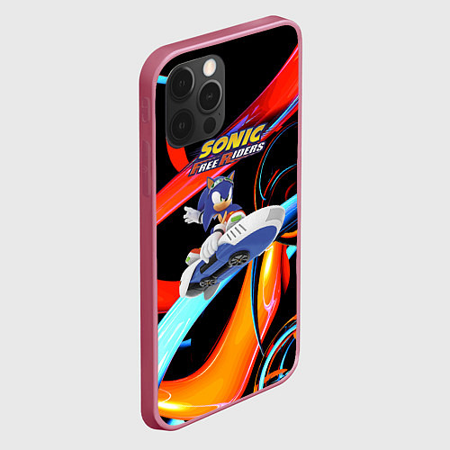 Чехол iPhone 12 Pro Sonic Free Riders - Hedgehog / 3D-Малиновый – фото 2