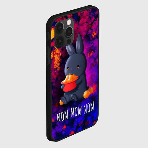 Чехол iPhone 12 Pro Кролик с мандаринами - Nom nom nom / 3D-Черный – фото 2