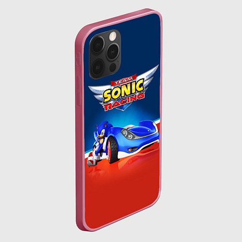 Чехол iPhone 12 Pro Team Sonic Racing - Ёжик и его точило / 3D-Малиновый – фото 2