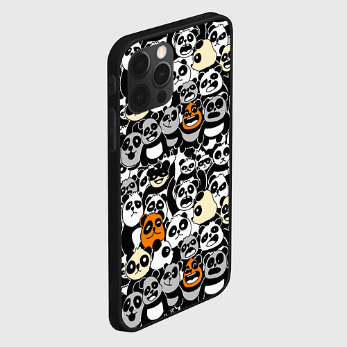 Чехол iPhone 12 Pro Злобные панды / 3D-Черный – фото 2
