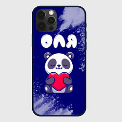 Чехол для iPhone 12 Pro Оля панда с сердечком, цвет: 3D-черный