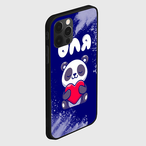 Чехол iPhone 12 Pro Оля панда с сердечком / 3D-Черный – фото 2