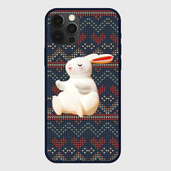 Чехол для iPhone 12 Pro Большой белый кролик, цвет: 3D-черный