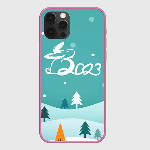 Чехол iPhone 12 Pro 2023 - новогоднее настроение / 3D-Малиновый – фото 1